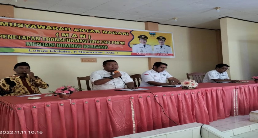 Musyawarah Antar Nagari (MAN) dalam rangka transformasi eks PNPM MP menjadi BumNag Bersama di Kec. Sangir Jujuan