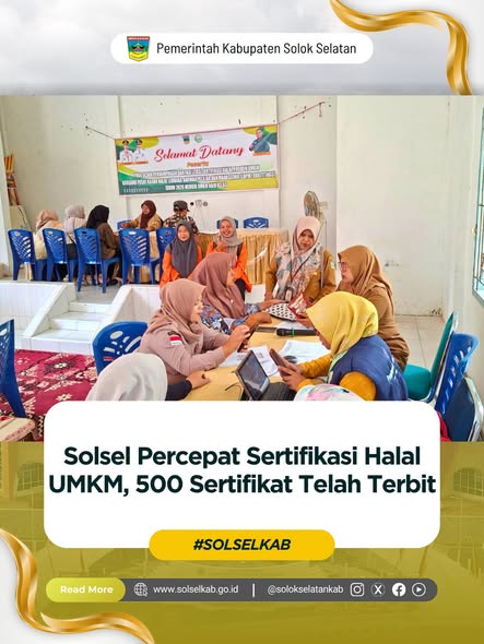 Solok Selatan Percepat Sertifikasi Halal UMKM, 500 Sertifikat Telah Terbit